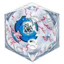 Hymgho Dice: 55mm D20 Sharp Edged Resin LED Always Watching Blue HY00271